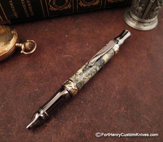 Courtney Turnage - Custom Mammoth Tooth Pen - Leather Sheath