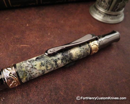 Courtney Turnage - Custom Mammoth Tooth Pen - Leather Sheath - Image 2