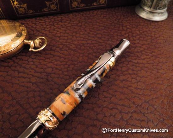 Courtney Turnage - Custom Mammoth Tooth Pen - Leather Sheath - Image 2