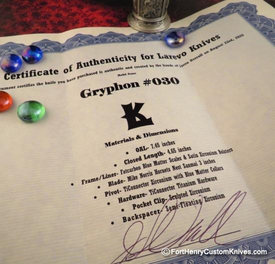 Larevo Knives / Jason Overall - Gryphon - Fat Carbon / Zirc - Image 10