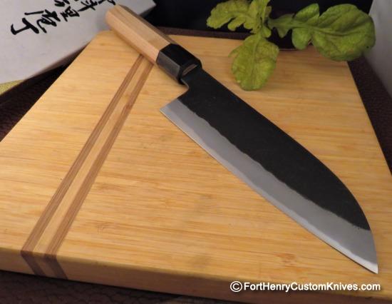 Mutsumi Hinoura - Santoku - Hand Forged - Shirogami 2 - 180mm - Image 5