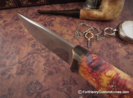 Georgi Menchev - Custom Drop Point Hunter - Maple Burl - Image 3