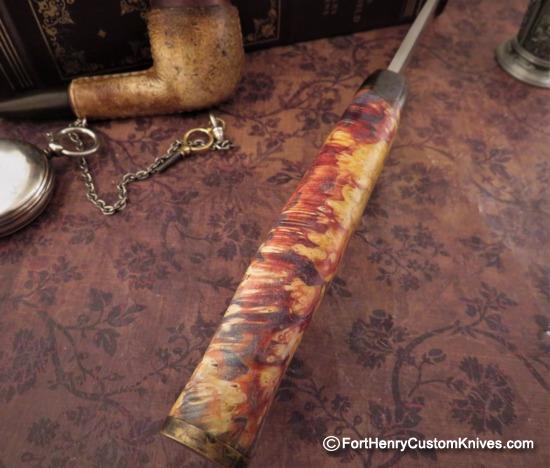 Georgi Menchev - Custom Drop Point Hunter - Maple Burl - Image 4