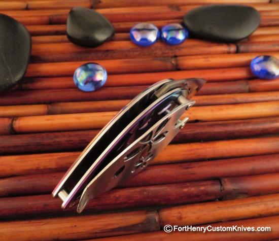 Dew Hara - Custom KAO - Money Clip Flipper - Damascus - Image 3