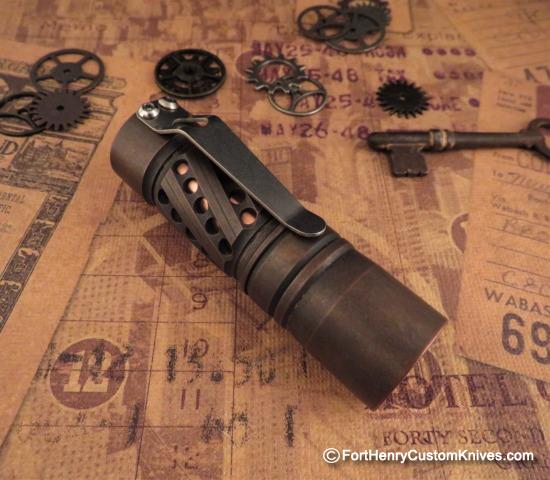 Barrel Custom Flashlight - Helical - Solid Copper