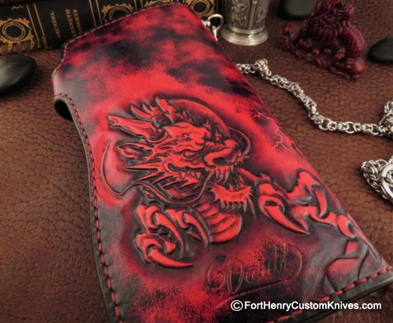 Vardi - Large Custom Leather Wallet - Hidden Knife - w/Chain - Image 2