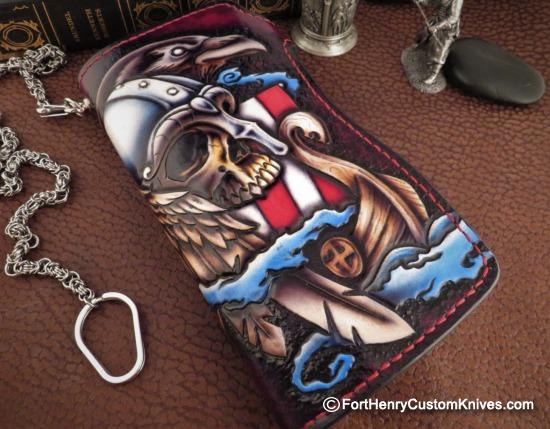 Vardi - To Valhalla - Large Custom Leather Wallet - w/Chain