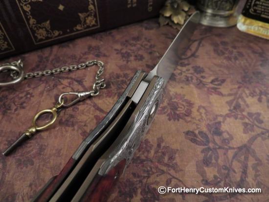 Trevor Burger - Presentation LEXK Plus Front Flipper - Damasteel/Burl - Choice - Image 6