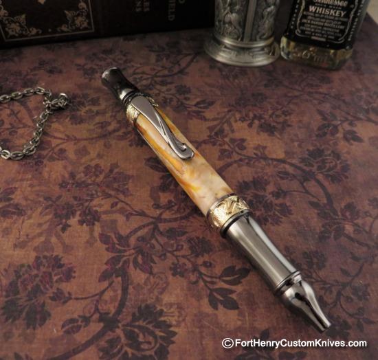 Courtney Turnage - Custom Mammoth Tooth Pen - Leather Sheath