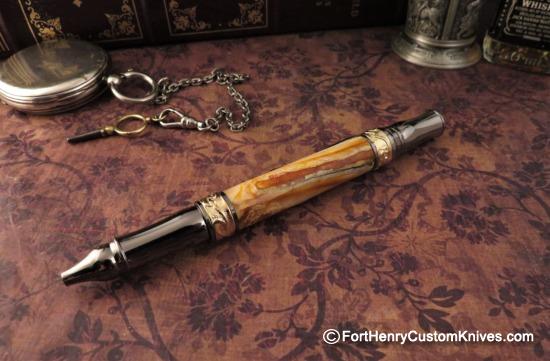 Courtney Turnage - Custom Mammoth Tooth Pen - Leather Sheath - Image 2