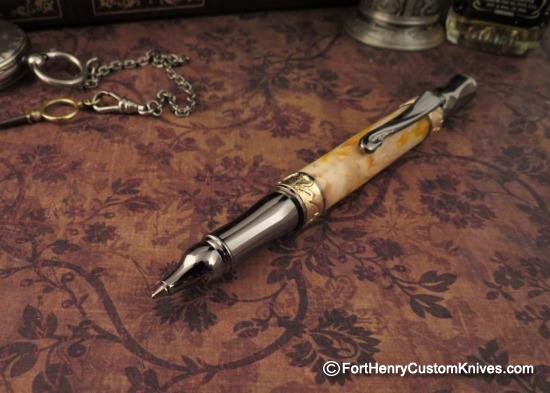 Courtney Turnage - Custom Mammoth Tooth Pen - Leather Sheath - Image 3