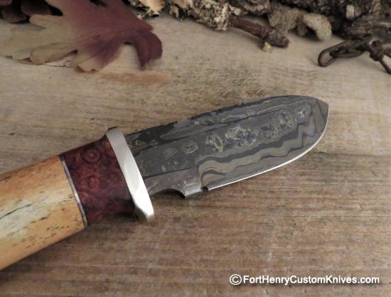 Herb Derr - Hand Forged Bullnose Skinner - Fossilized Sea Cow Rib - Mosaic - Image 2