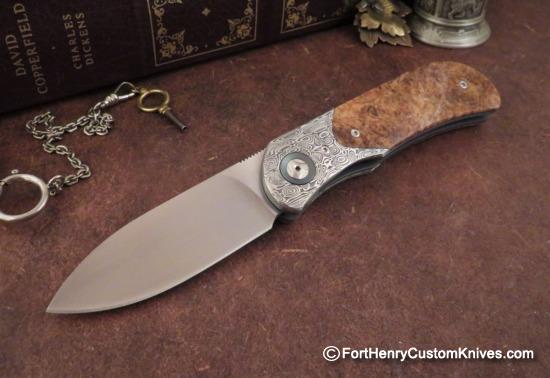Trevor Burger - Presentation EXK Plus Front Flipper - Damasteel/Burl - Choice - Image 3