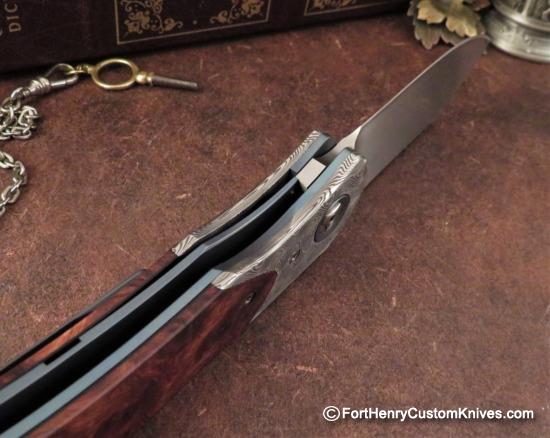 Trevor Burger - Presentation EXK Plus Front Flipper - Damasteel/Burl - Choice - Image 6