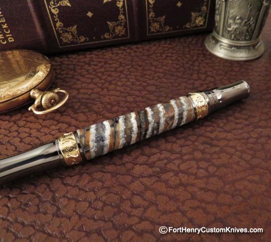 Courtney Turnage - Custom Mammoth Tooth Pen - Leather Sheath - Image 4