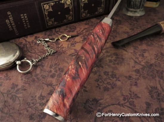 Georgi Menchev - Custom Drop Point Hunter - Maple Burl - Image 4