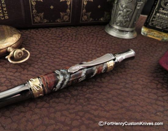 Courtney Turnage - Custom Mammoth Tooth Pen - Leather Sheath - Image 2