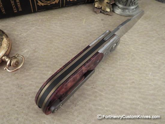 Trevor Burger - Presentation EXK Plus Front Flipper - Damasteel/Burl - Blade Choice - Image 5