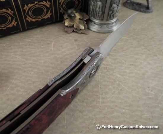 Trevor Burger - Presentation EXK Plus Front Flipper - Damasteel/Burl - Blade Choice - Image 7