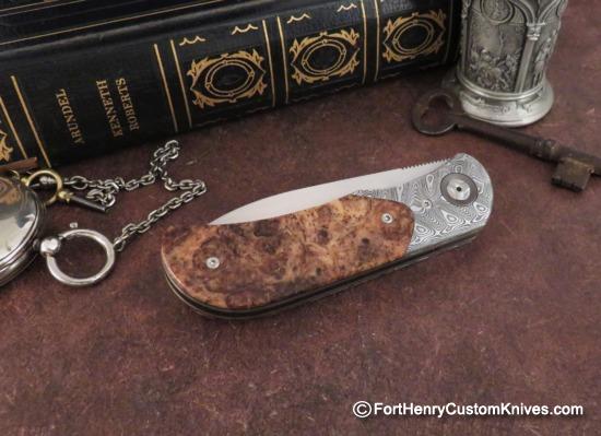Trevor Burger - Presentation EXK Plus Front Flipper - Damasteel/Burl - Image 2