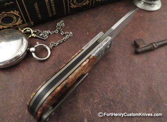 Trevor Burger - Presentation EXK Plus Front Flipper - Damasteel/Burl - Image 4