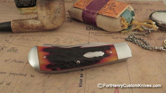 Jim Dunlap - Custom Two Blade Trapper - Amber Stag - Image 2