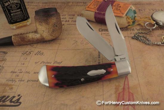 Jim Dunlap - Custom Two Blade Trapper - Amber Stag
