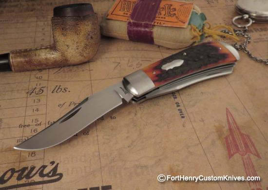 Jim Dunlap - Custom Two Blade Trapper - Amber Stag - Image 3