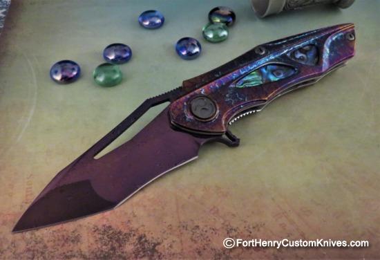 Dew Hara - Custom NOAH Tanto Flipper - Damascus - Abalone - 1 of 1
