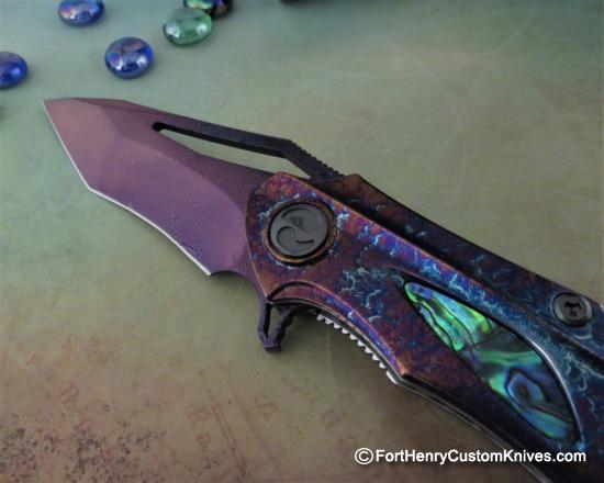 Dew Hara - Custom NOAH Tanto Flipper - Damascus - Abalone - 1 of 1 - Image 3