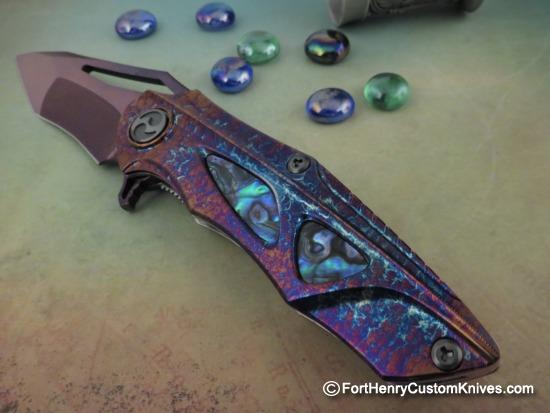 Dew Hara - Custom NOAH Tanto Flipper - Damascus - Abalone - 1 of 1 - Image 5