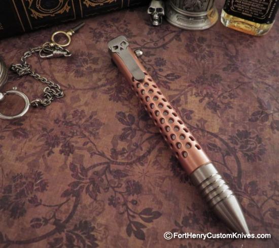 Ramon Chaves - Titanium Bolt Action Pen - Copper / Brass Sleeve - Choice - Image 2