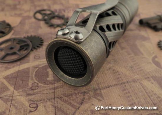 Barrel Custom Flashlight - Helical - Solid Brass - Image 5