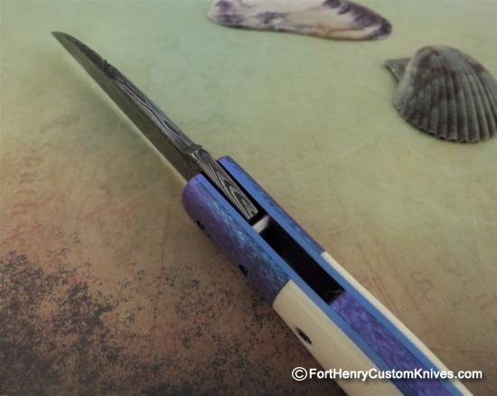 Alan Folts - Custom Old School Liner Lock - Damasteel - Image 3