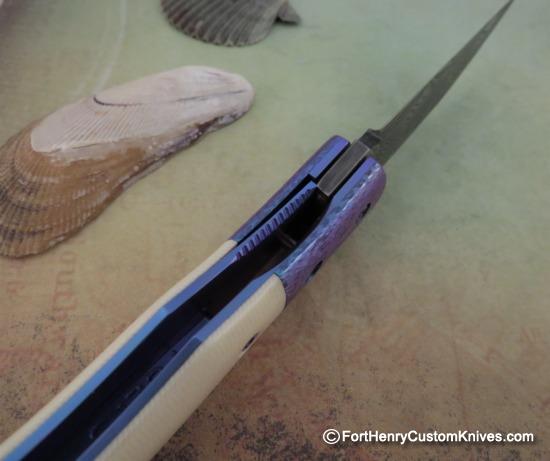 Alan Folts - Custom Old School Liner Lock - Damasteel - Image 4