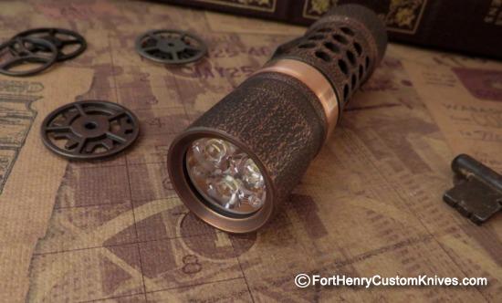 Barrel Flashlight - New Custom Brake - Solid Copper - Image 4