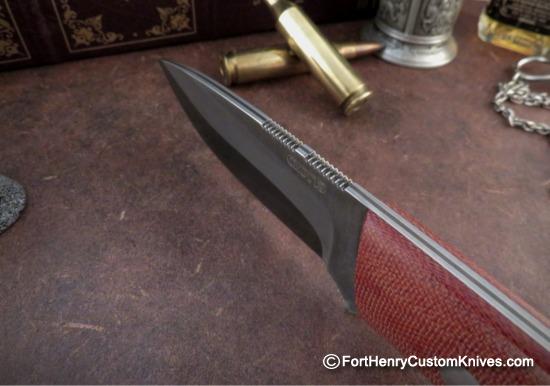 Dan Crotts - Custom Drop Point Variant - Shiro2 San Mai - Chili Pepper Micarta - Image 2