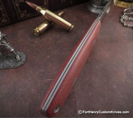 Dan Crotts - Custom Drop Point Variant - Shiro2 San Mai - Chili Pepper Micarta - Image 4