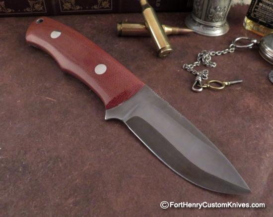 Dan Crotts - Custom Drop Point Variant - Shiro2 San Mai - Chili Pepper Micarta - Image 5