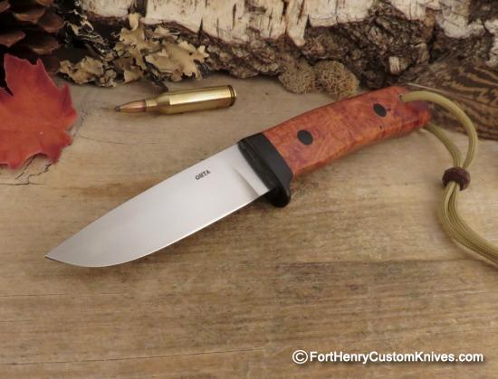 Hiroaki Ohta - Gentleman's Belt Knife - Amboyna Burl - Leather / Kydex Sheath