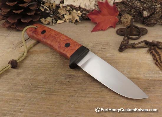 Hiroaki Ohta - Gentleman's Belt Knife - Amboyna Burl - Leather / Kydex Sheath - Image 5