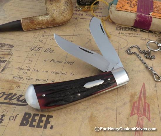 Jim Dunlap - Custom Two Blade Trapper - Amber Stag