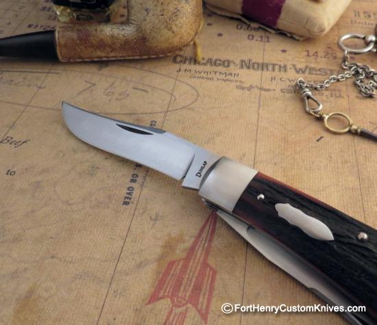 Jim Dunlap - Custom Two Blade Trapper - Amber Stag - Image 3