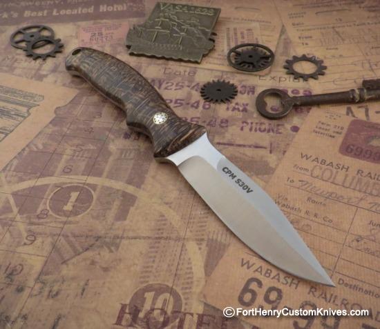 Dan Crotts - Raven Variant - Stabilized Gold Oak Burl - S30V - Image 5
