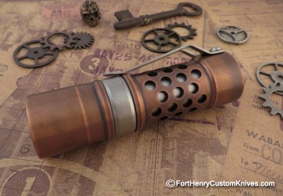 Barrel Flashlight - New Custom Brake - Solid Copper - Image 3