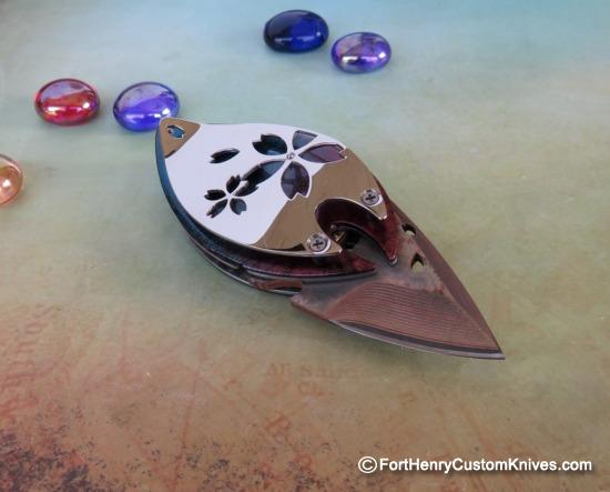 Dew Hara - Custom KAO - Money Clip Flipper - Copper & Damascus - Image 4