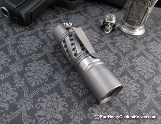 Barrel Custom Flashlight - Custom Helical - Solid Titanium