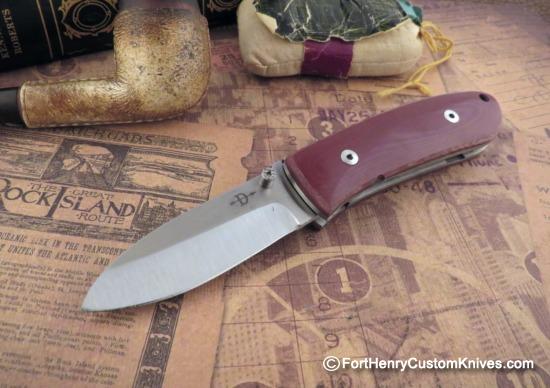 Bob Dozier - Custom Folding Hunter - Maroon Linen Micarta