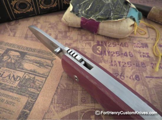 Bob Dozier - Custom Folding Hunter - Maroon Linen Micarta - Image 3