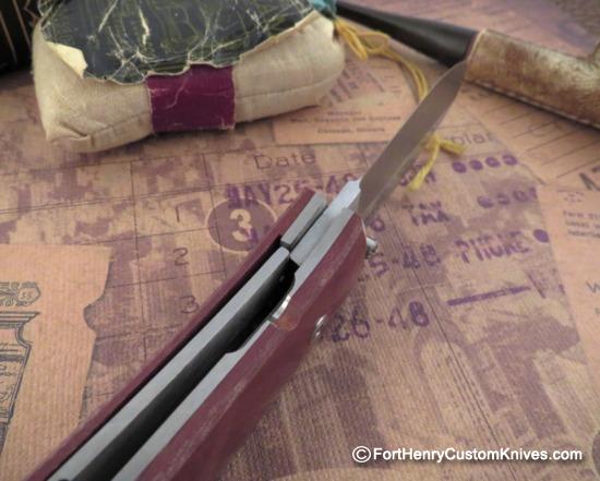 Bob Dozier - Custom Folding Hunter - Maroon Linen Micarta - Image 4